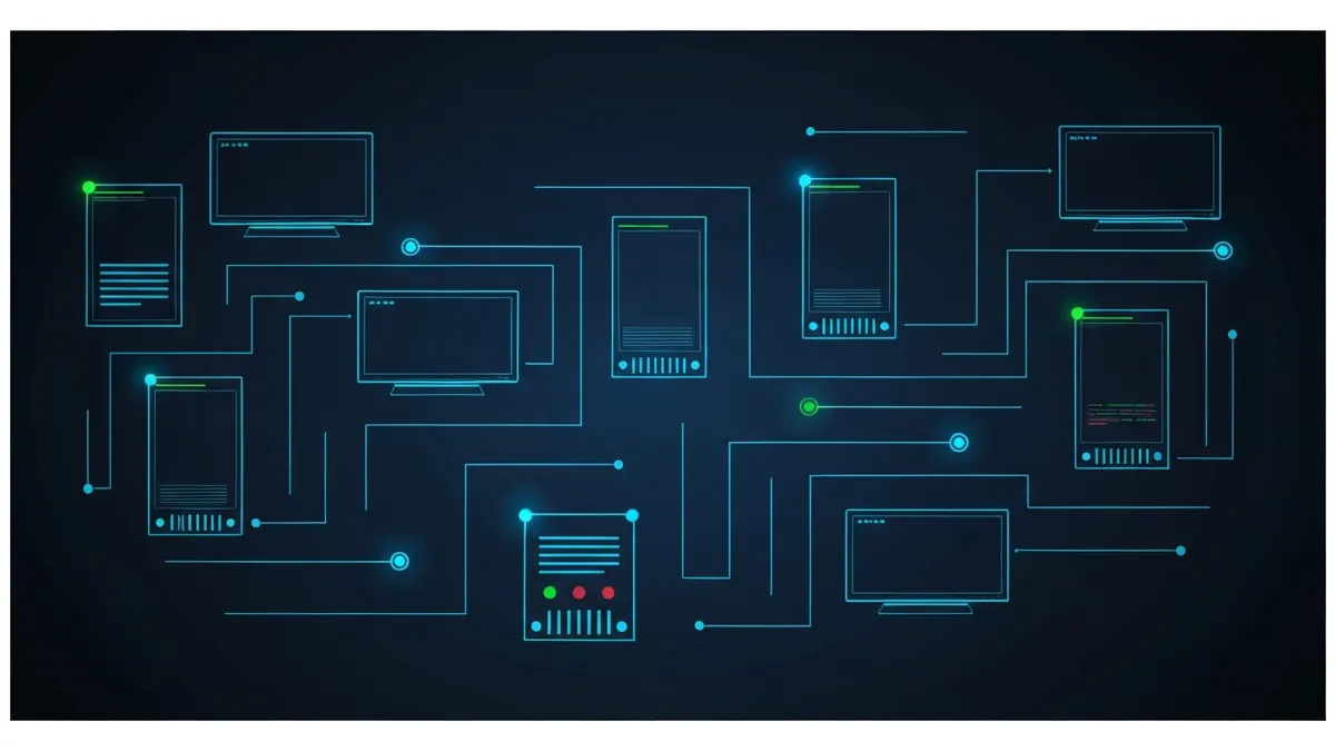 Diagram: Many compromised devices coordinated remotely by one command and control node — illustrating what is a botnet