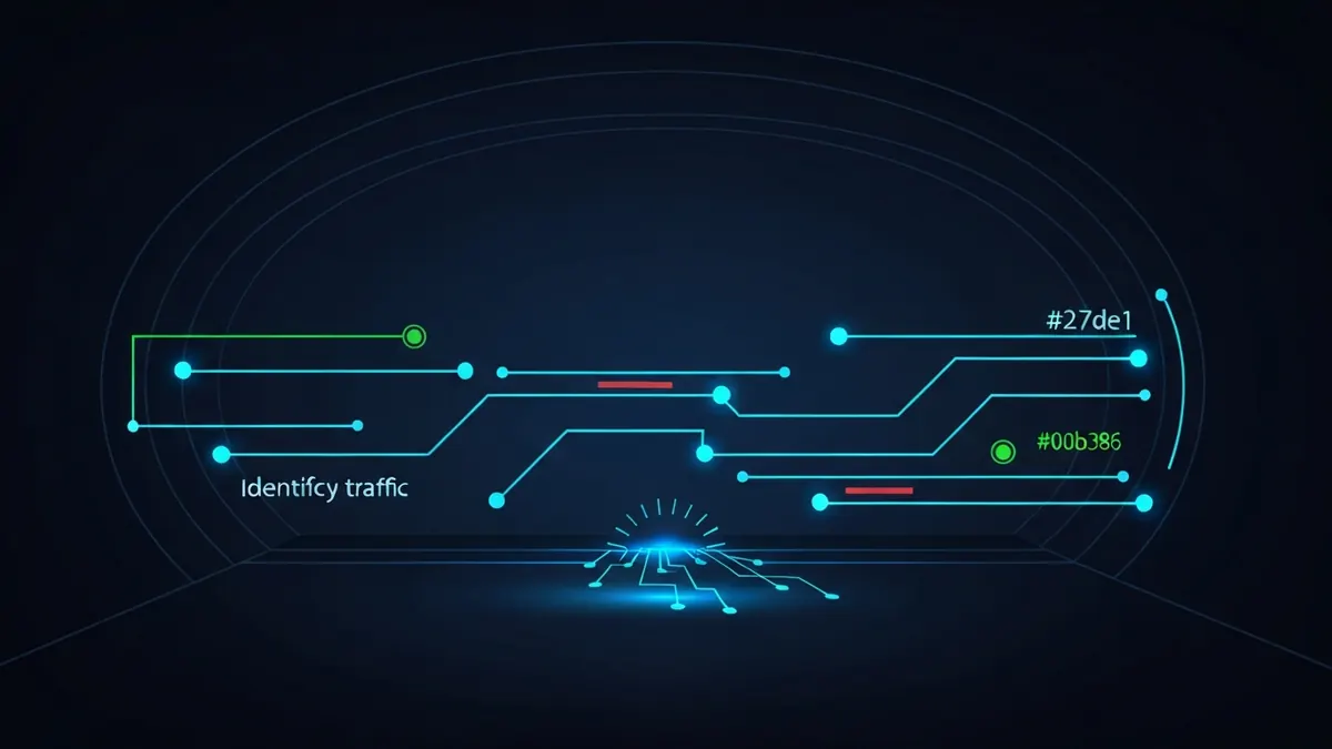 Diagram: A sealed tunnel with a small breach through which identifying traffic escapes — illustrating what is a vpn leak