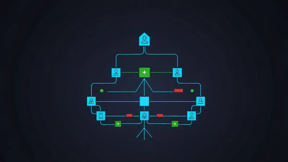Diagram: A hierarchical resolution tree from root to a final address answer, with a query travelling down it — illustrating what is dns