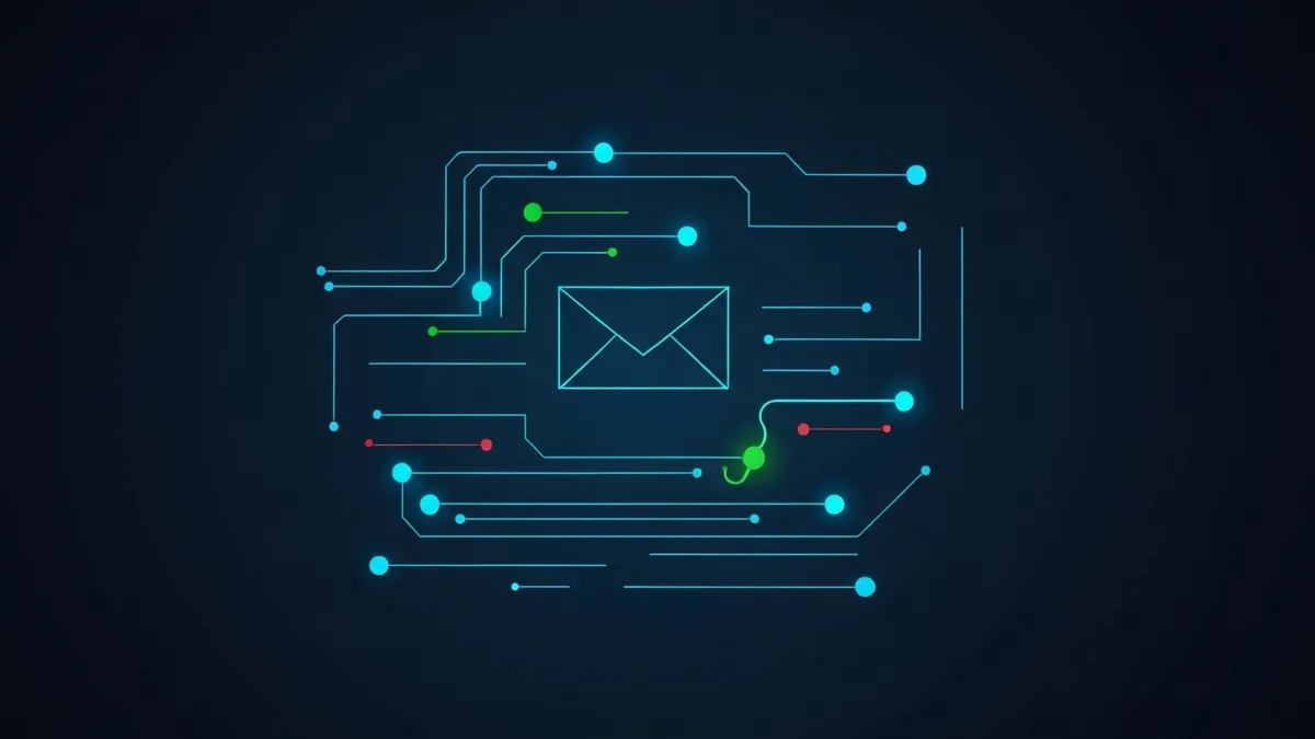 Diagram: A deceptive lure disguised as a trusted message, hooking a credential from an unsuspecting endpoint — illustrating what is phishing