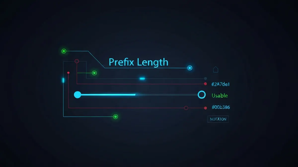 Diagram: A prefix length slider computing block size and usable host count from a notation input — illustrating cidr calculator