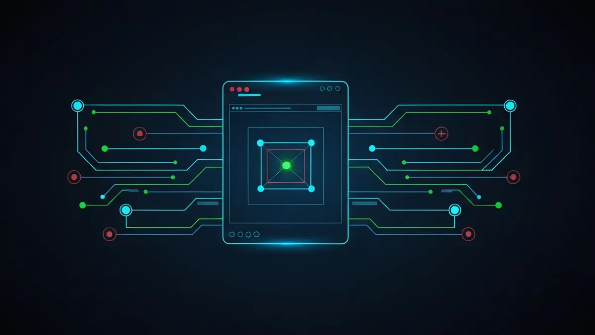 Diagram: One device on an untrusted network, its traffic sealed while surrounding observers see only opaque flow — illustrating why use a vpn