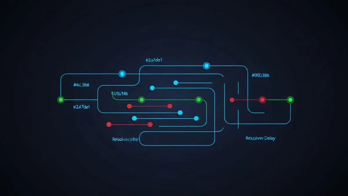 Diagram: A constricted wireless link with signal strength, channel congestion, and resolver delay indicators — illustrating slow wifi on mac
